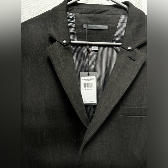NWT John Varvatos blazer size 54 dark gray/black cotton - Picture 3 of 8